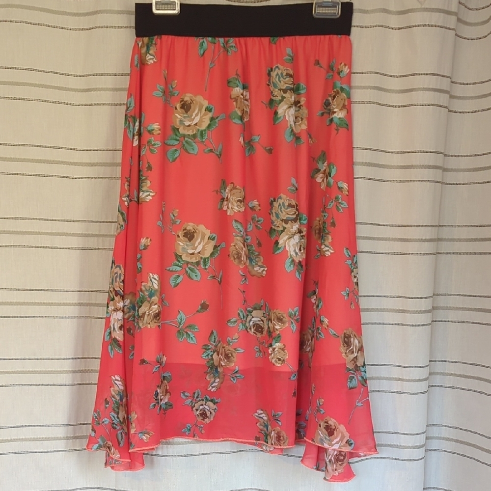 Floral Coral Skirt